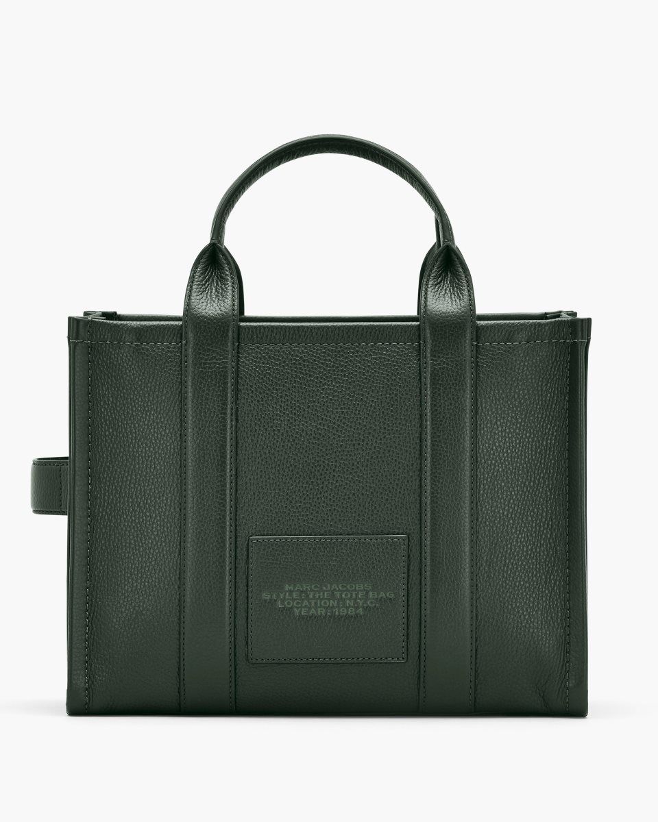 Dark Green Marc Jacobs The Leather Medium Tote Bag | 831975-NPO