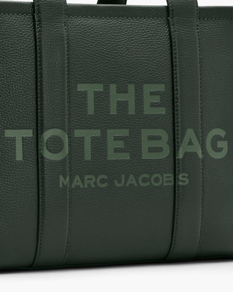 Dark Green Marc Jacobs The Leather Medium Tote Bag | 831975-NPO