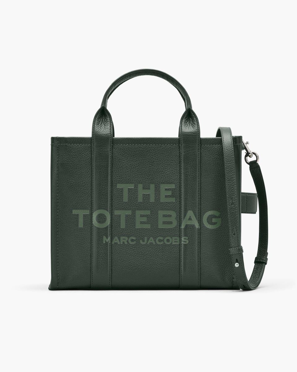 Dark Green Marc Jacobs The Leather Medium Tote Bag | 831975-NPO