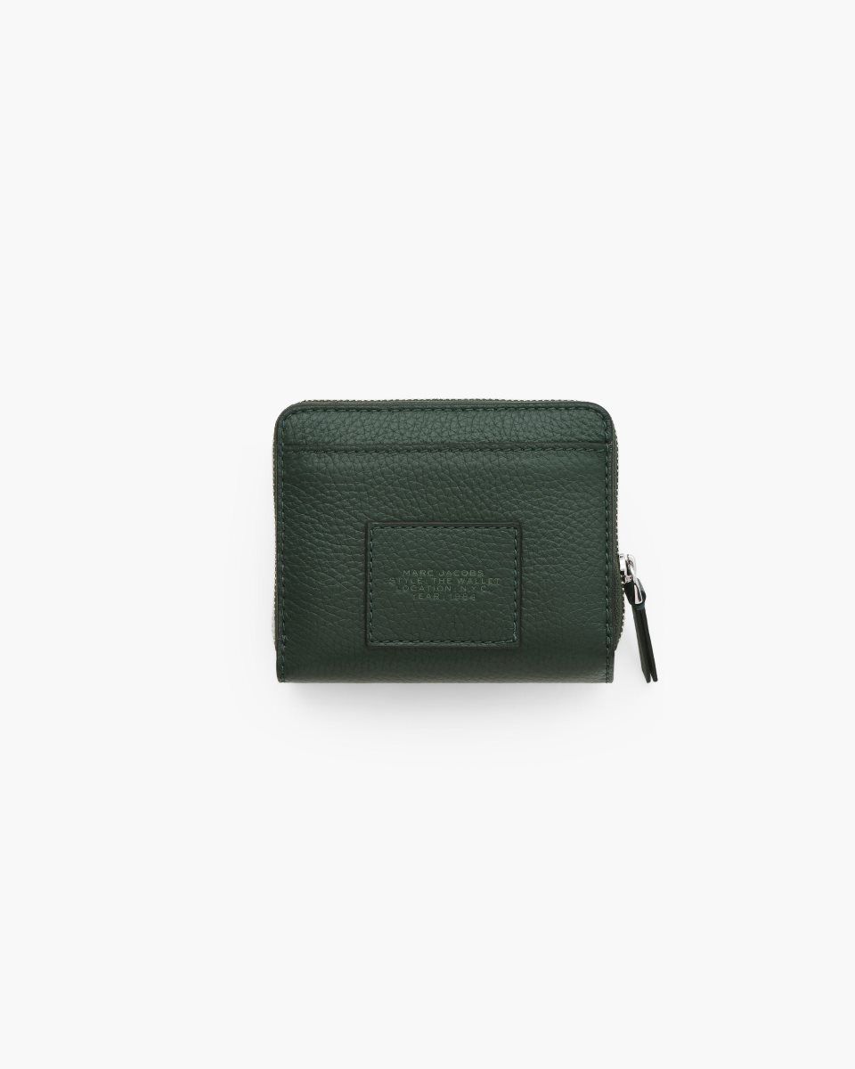 Dark Green Marc Jacobs The Leather Mini Compact Wallet | 840923-QVP