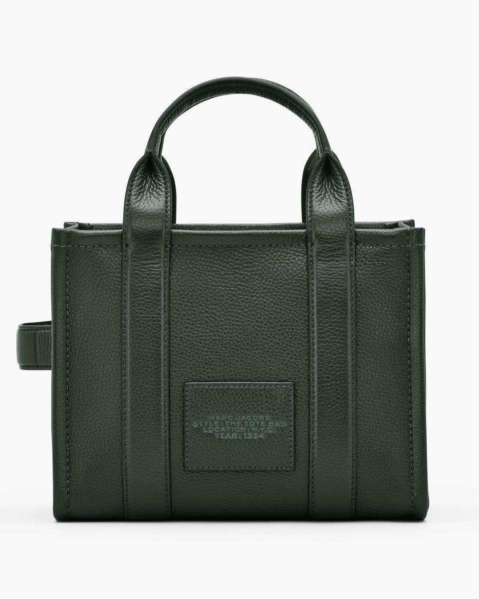 Dark Green Marc Jacobs The Leather Small Tote Bag | 685930-PHM