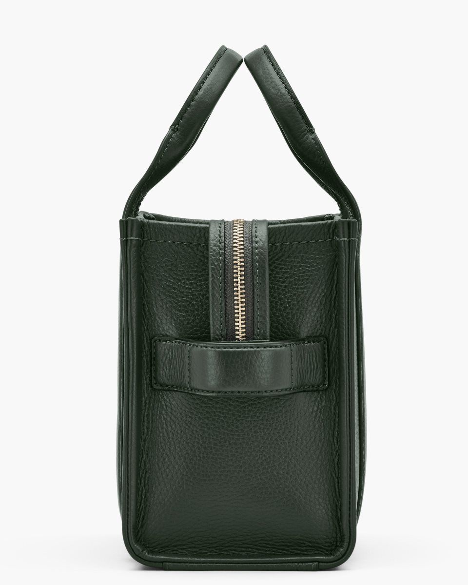 Dark Green Marc Jacobs The Leather Small Tote Bag | 685930-PHM