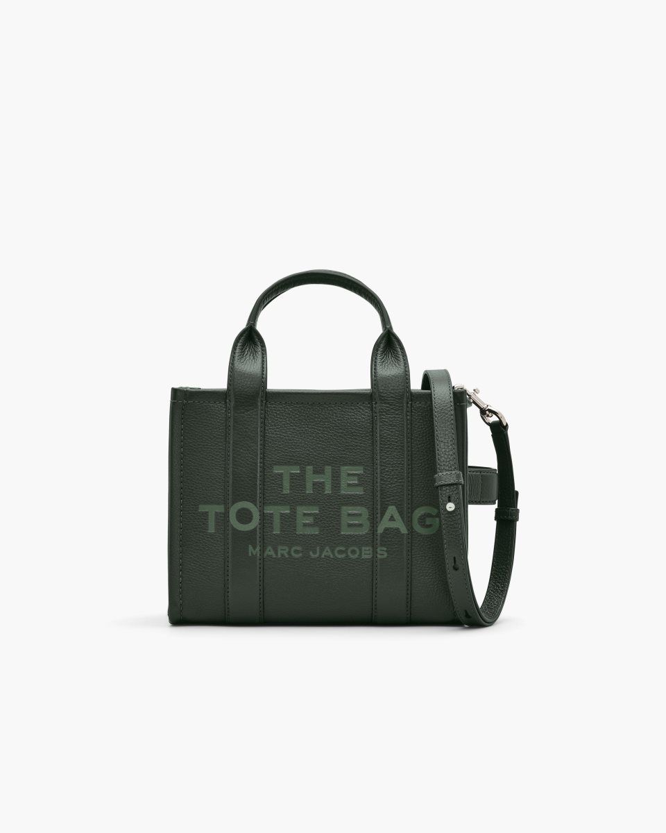 Dark Green Marc Jacobs The Leather Small Tote Bag | 685930-PHM