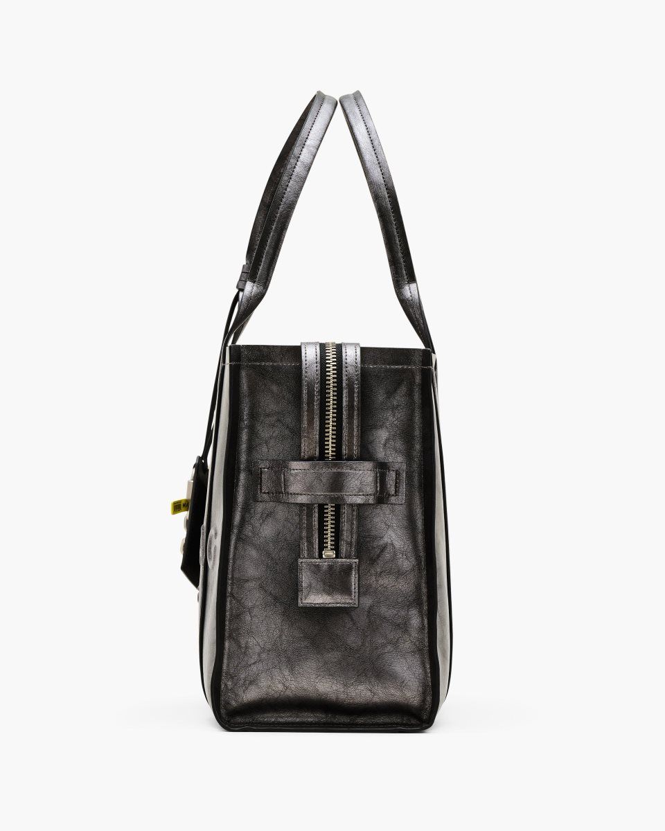 Dark Grey Marc Jacobs The Metallic Distressed Large Tote Bag | 042359-GLJ