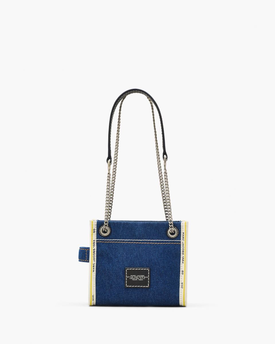 Dark Wash Marc Jacobs The Denim Chain Crossbody Tote Bag | 250764-ZMV