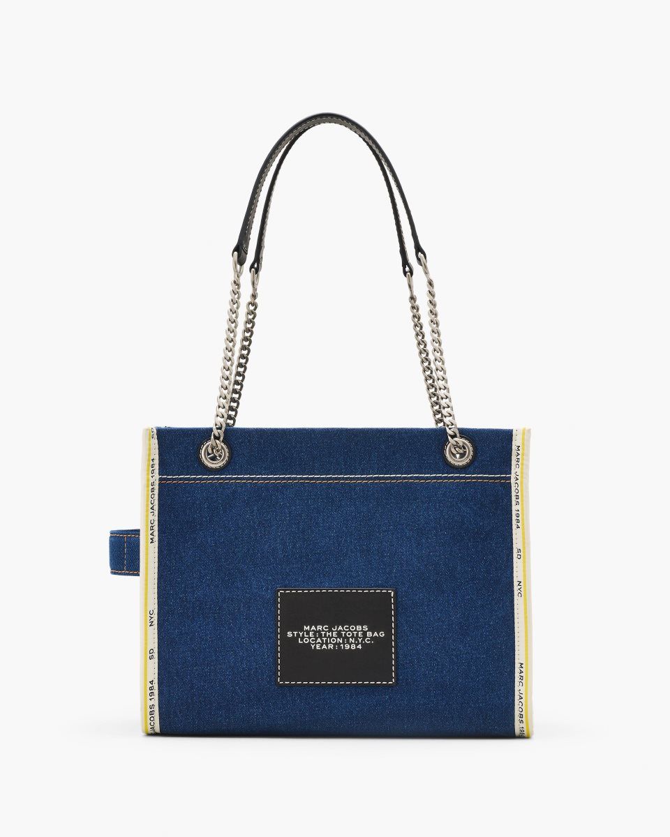 Dark Wash Marc Jacobs The Denim Chain Medium Tote Bag | 635940-VJX