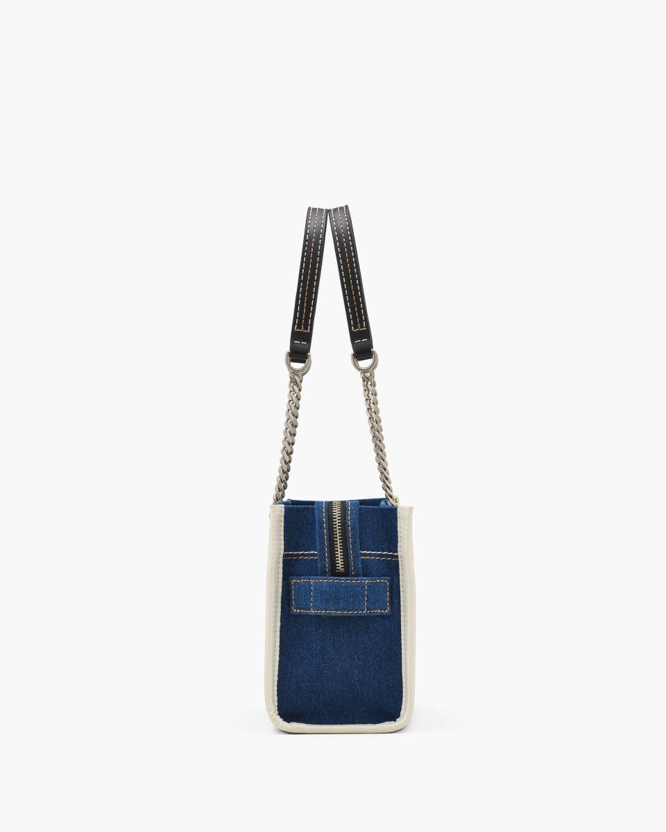 Dark Wash Marc Jacobs The Denim Chain Small Tote Bag | 470539-QCG