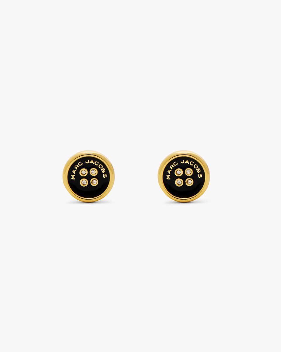 Gold / Black Marc Jacobs The Button Stud Earrings | 326518-YGF