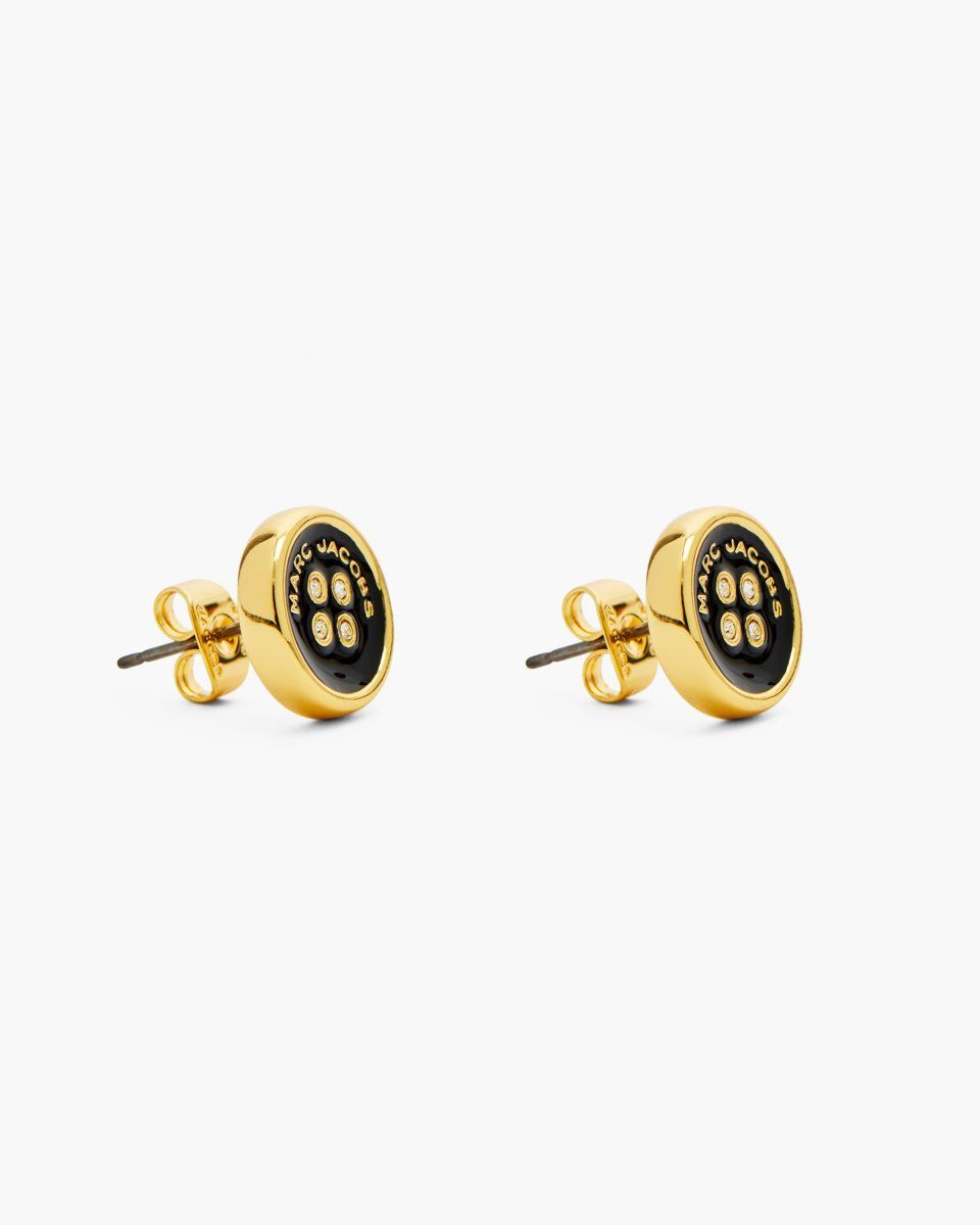 Gold / Black Marc Jacobs The Button Stud Earrings | 326518-YGF