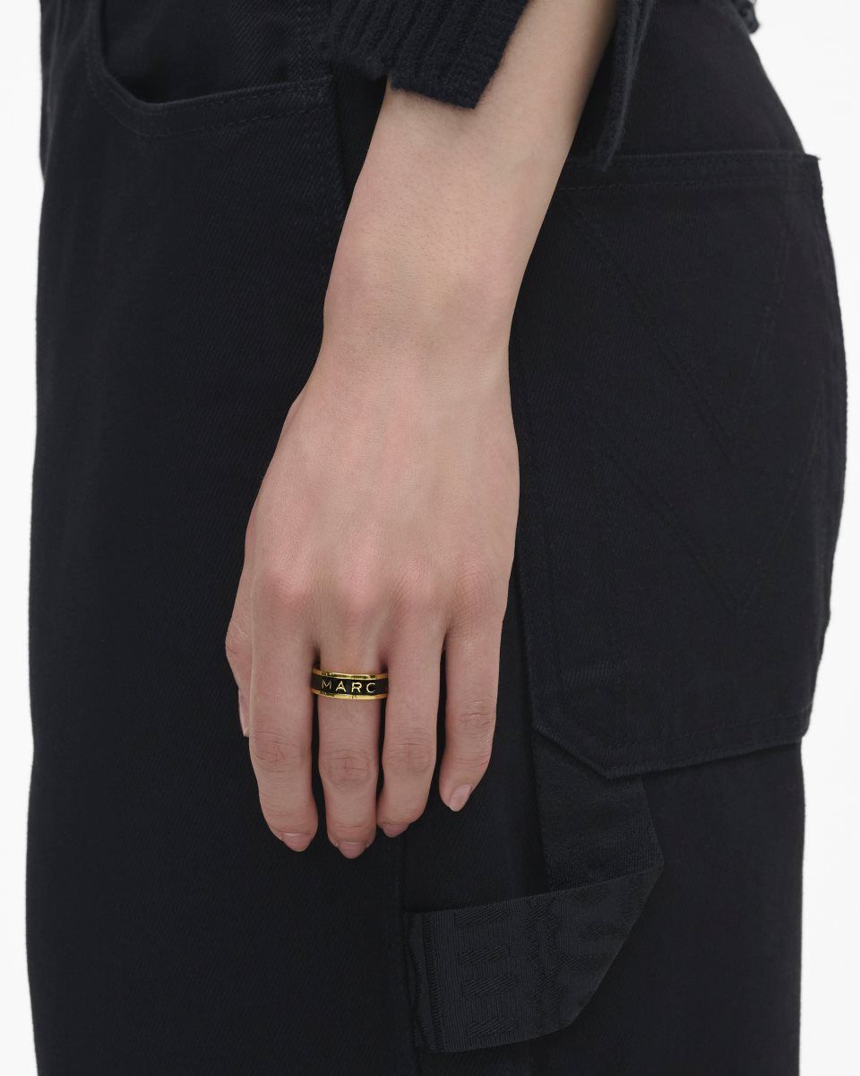 Gold / Black Marc Jacobs The Marc Jacobs Enamel Ring | 524106-MXK