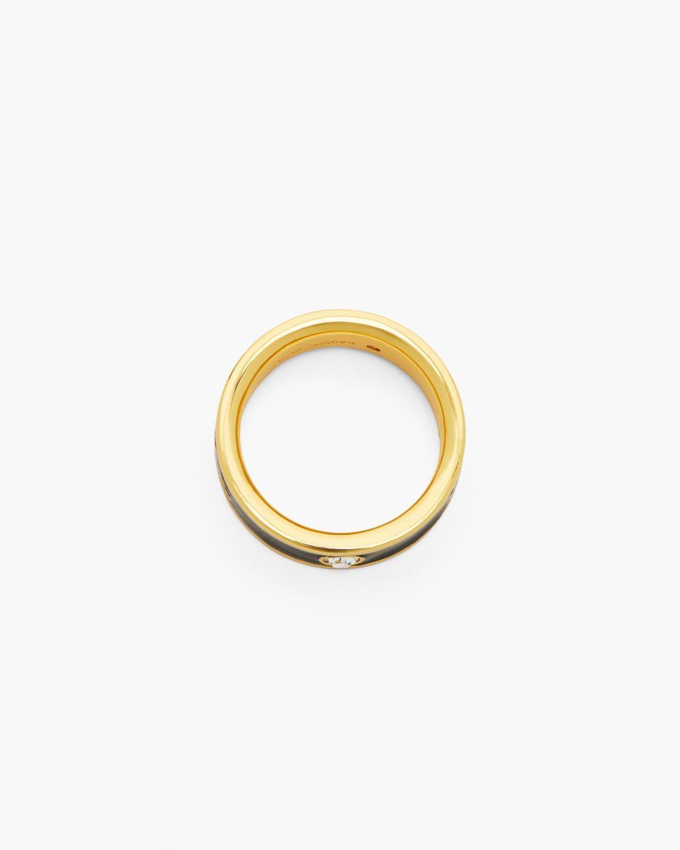 Gold / Black Marc Jacobs The Marc Jacobs Enamel Ring | 524106-MXK