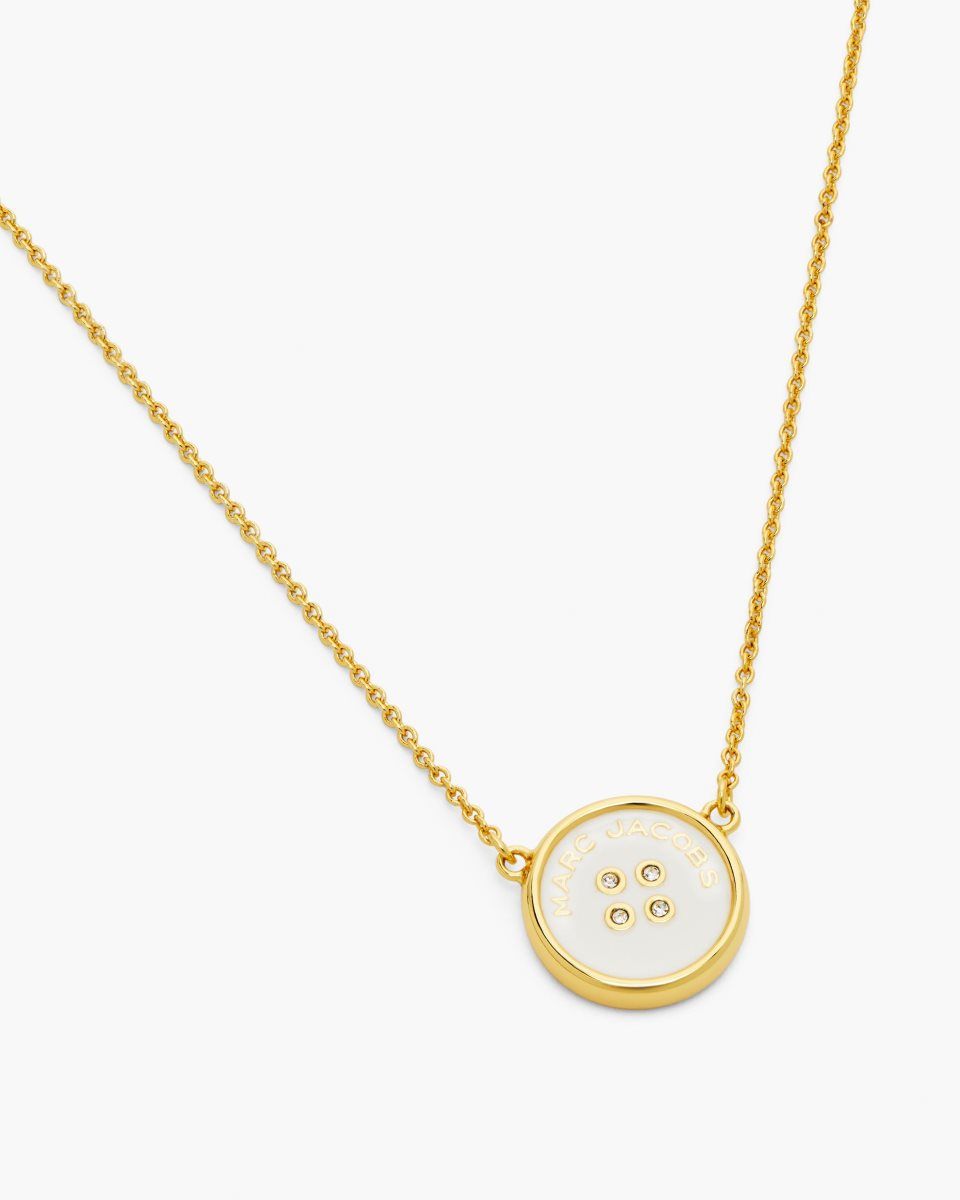 Gold / Cream Marc Jacobs The Button Pendant Necklace | 730156-BYA