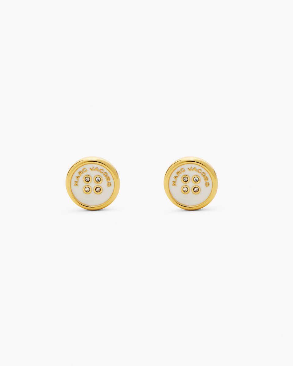 Gold / Cream Marc Jacobs The Button Stud Earrings | 916350-WOB