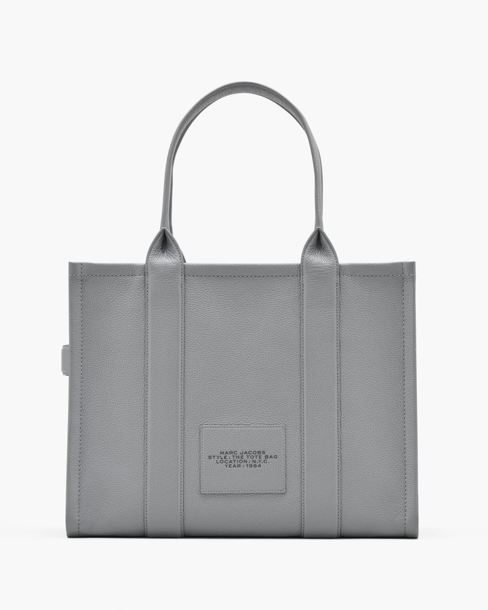 Grey Marc Jacobs The Leather Large Tote Bag | 950316-SHL