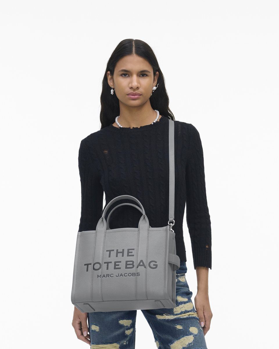 Grey Marc Jacobs The Leather Medium Tote Bag | 498376-GJN