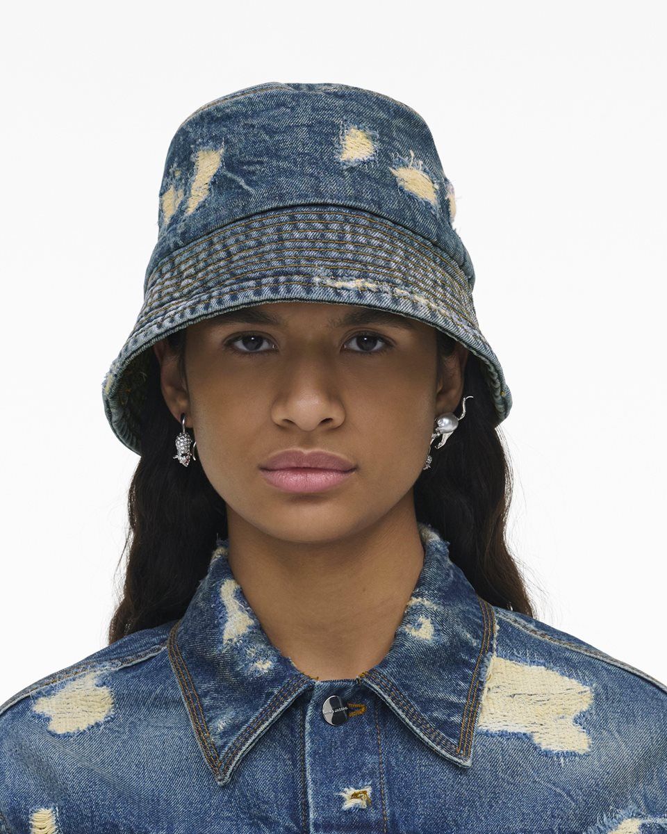 Indigo Marc Jacobs The Rip And Repair Bucket Hat | 796520-QWN