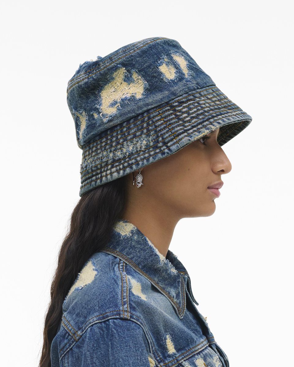 Indigo Marc Jacobs The Rip And Repair Bucket Hat | 796520-QWN