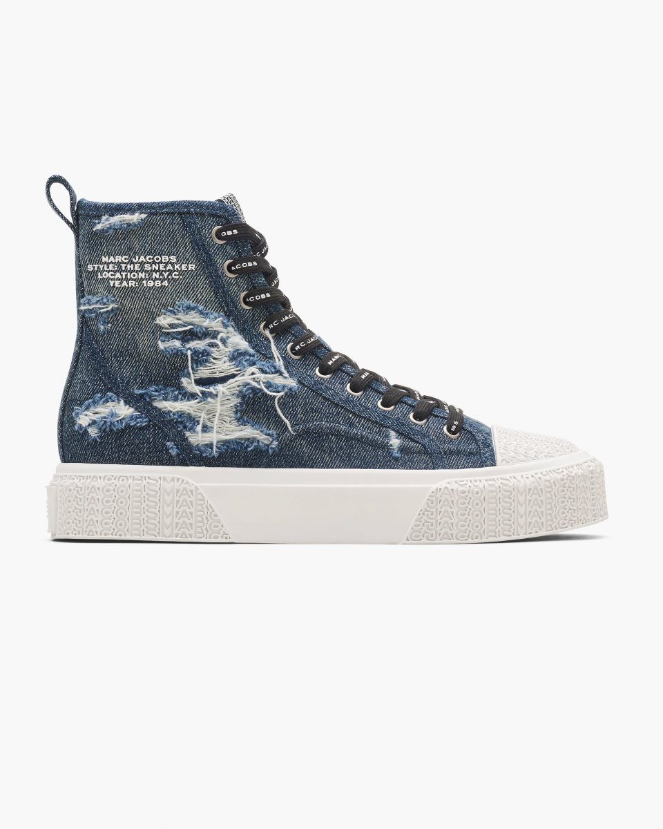 Indigo Marc Jacobs The Rip And Repair Denim High Top Sneaker | 954307-HWG