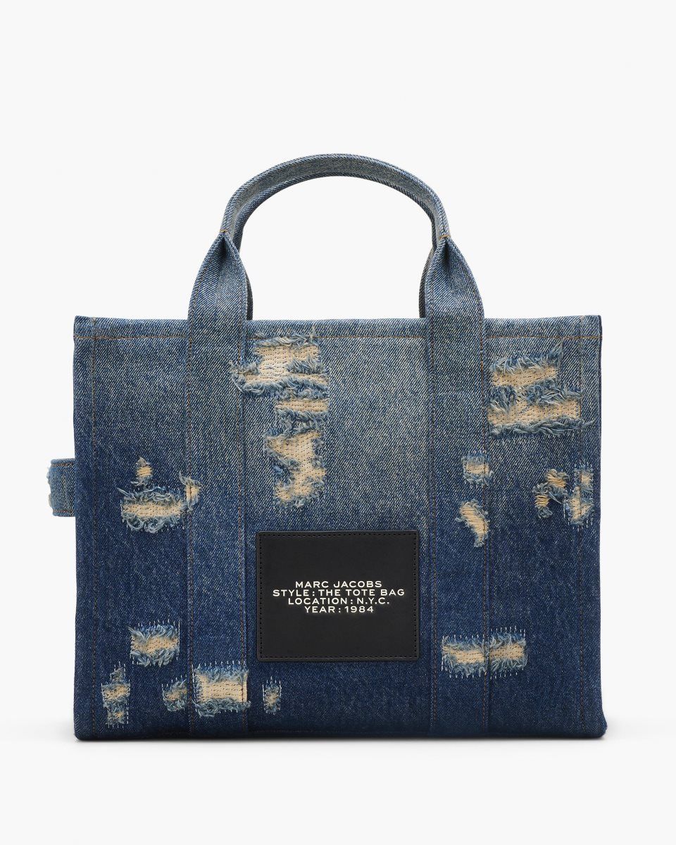 Indigo Marc Jacobs The Rip and Repair Denim Medium Tote Bag | 285607-LJT