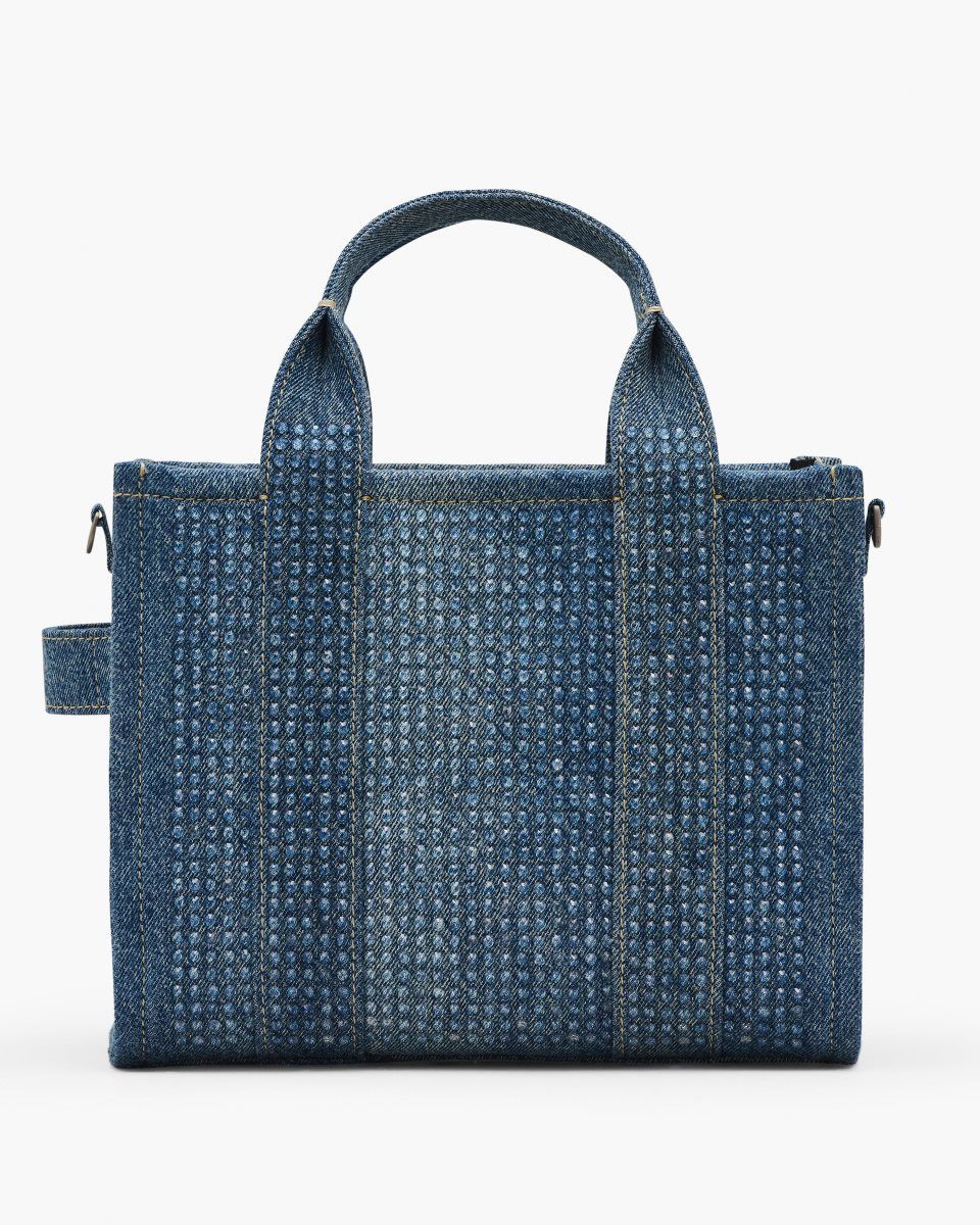 Light Blue Marc Jacobs The Crystal Denim Small Tote Bag | 043197-QWO