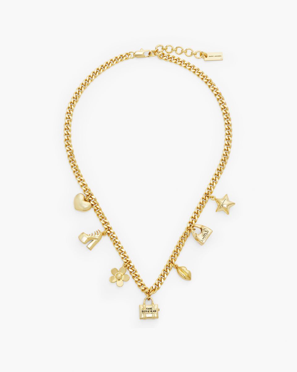 Light Gold Marc Jacobs The Mini Icon Charm Necklace | 027894-DGC