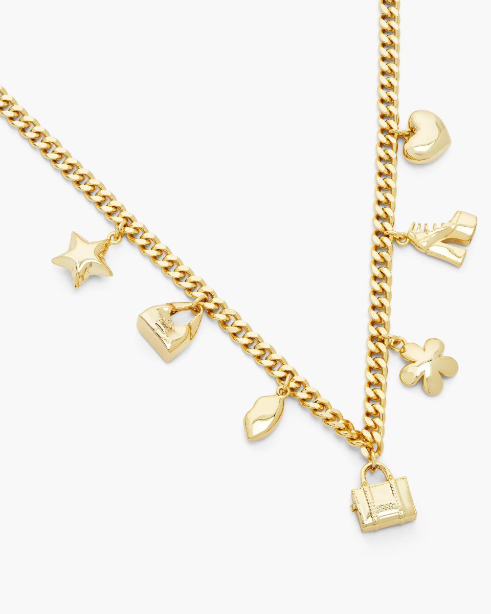 Light Gold Marc Jacobs The Mini Icon Charm Necklace | 027894-DGC