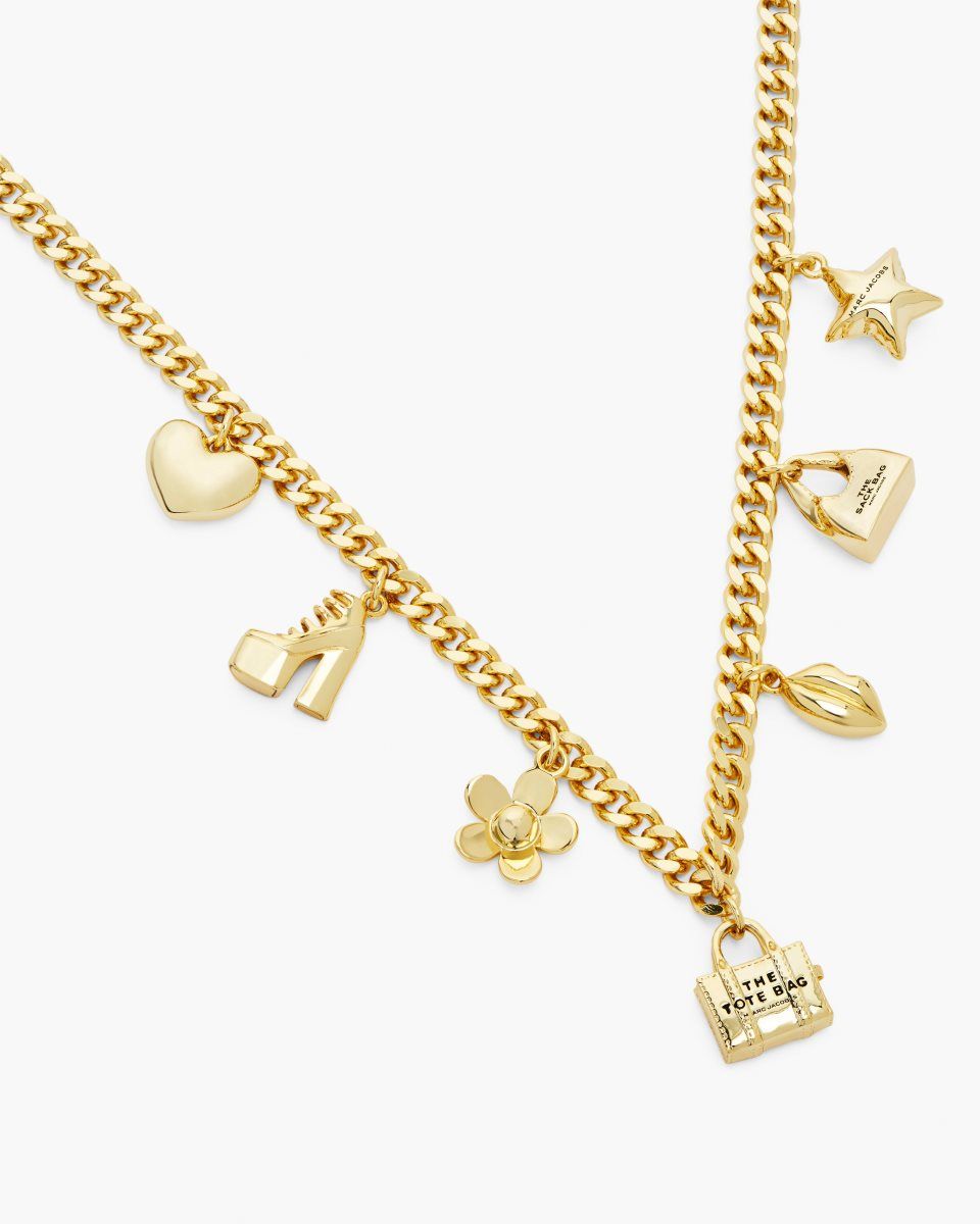 Light Gold Marc Jacobs The Mini Icon Charm Necklace | 027894-DGC