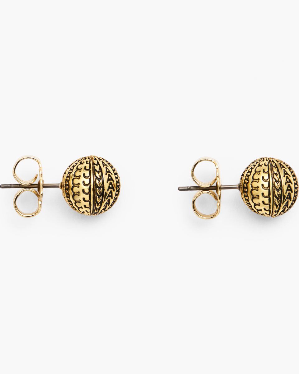 Light Gold Marc Jacobs The Monogram Stud Earrings | 730526-YVX