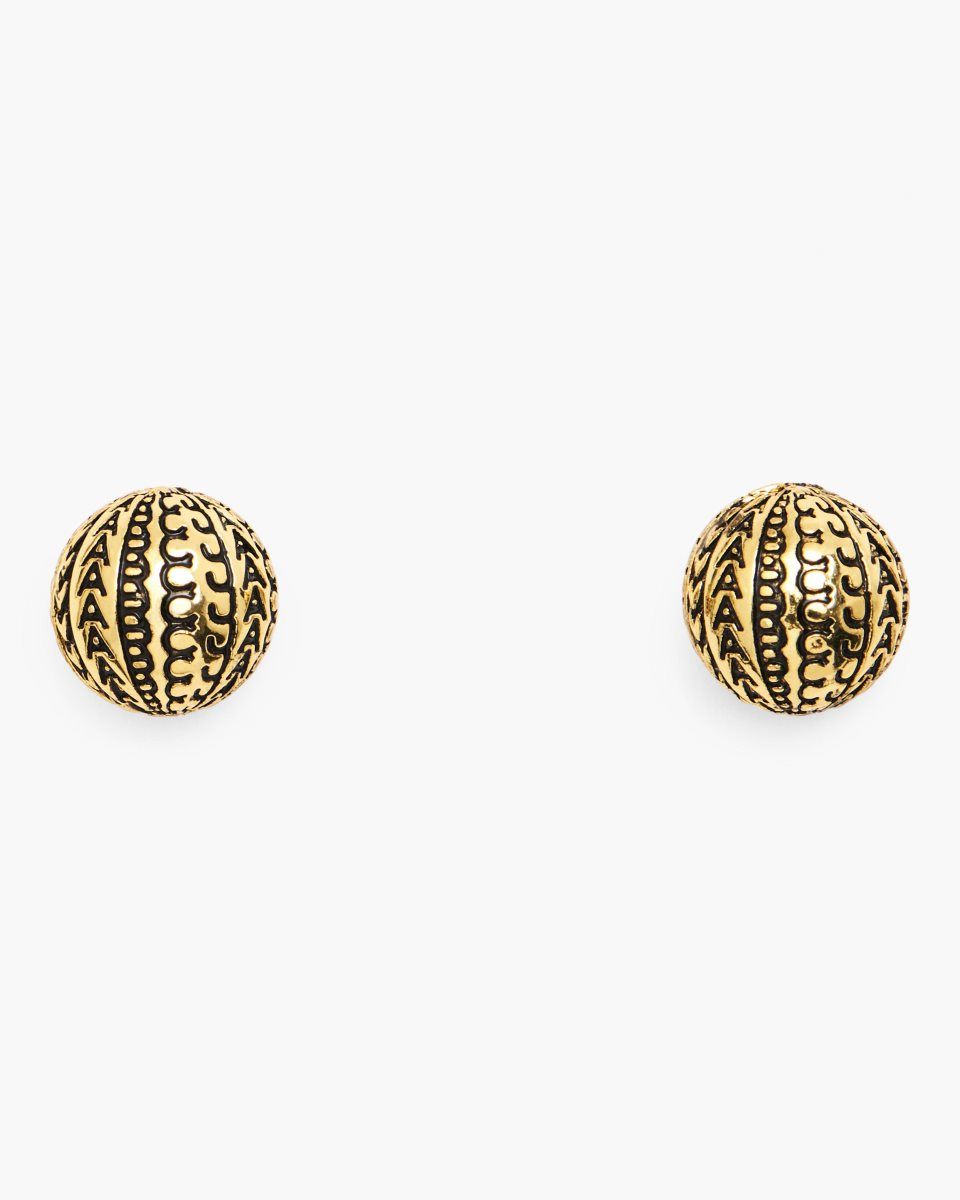 Light Gold Marc Jacobs The Monogram Stud Earrings | 730526-YVX