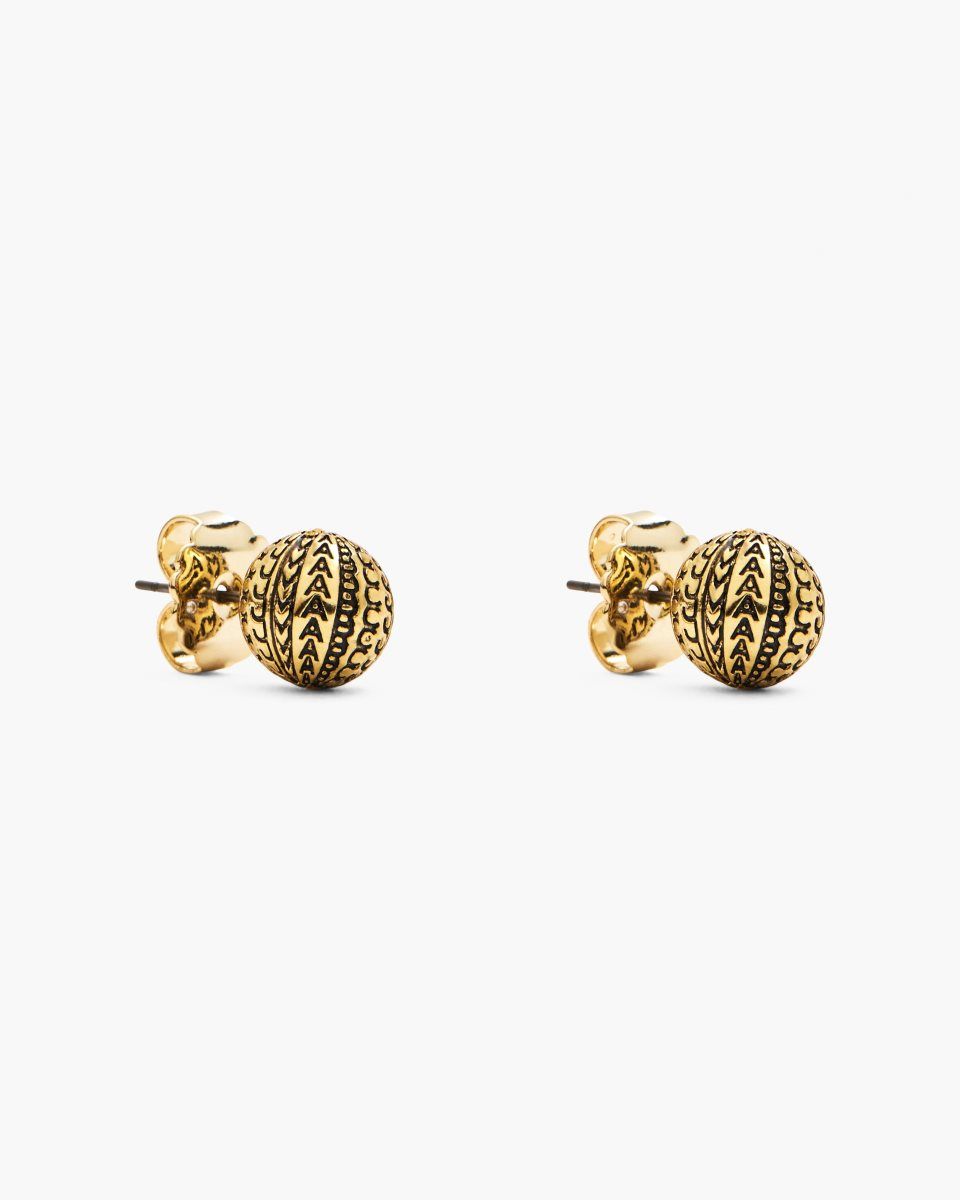 Light Gold Marc Jacobs The Monogram Stud Earrings | 730526-YVX