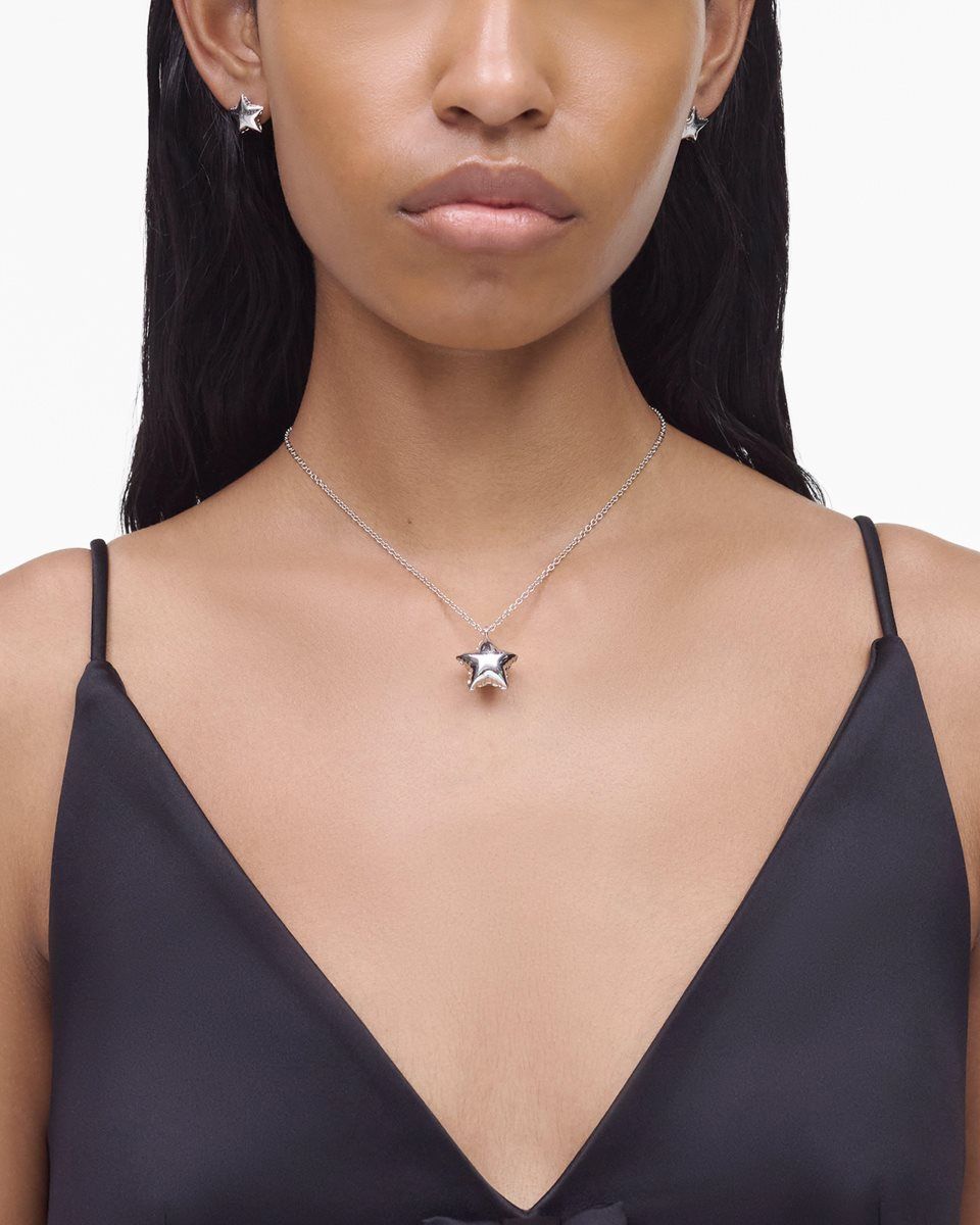 Light Silver Marc Jacobs Balloon Star Necklace | 234179-PFC