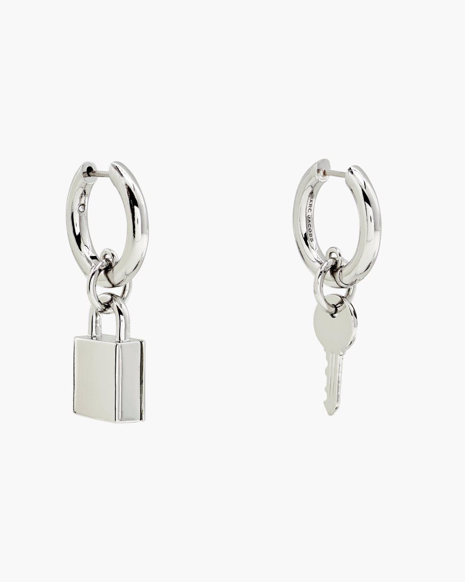 Light Silver Marc Jacobs Friendship Padlock Earrings | 016254-IYN