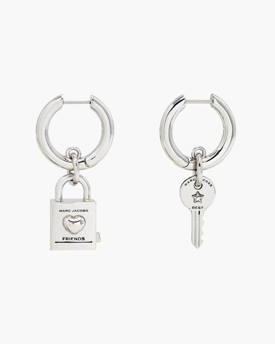 Light Silver Marc Jacobs Friendship Padlock Earrings | 016254-IYN