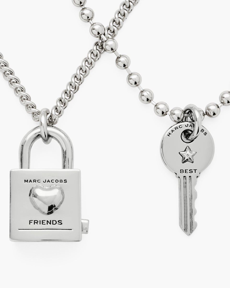 Light Silver Marc Jacobs Friendship Padlock Necklace | 479016-GAM