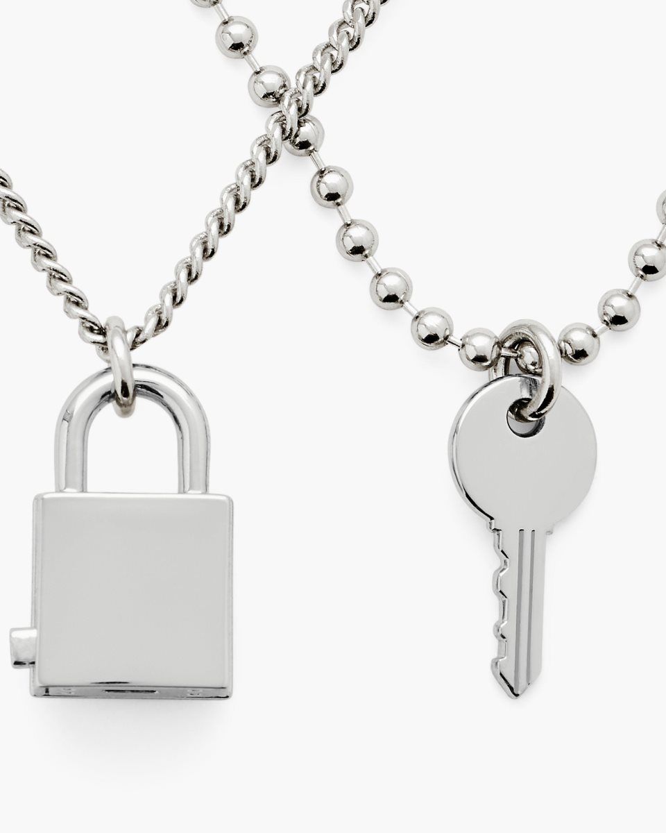 Light Silver Marc Jacobs Friendship Padlock Necklace | 479016-GAM