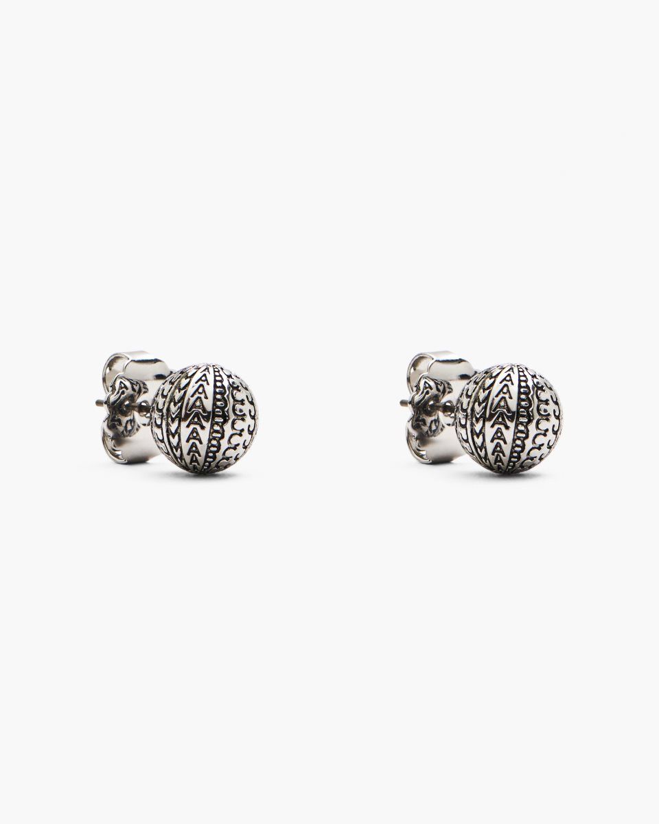 Light Silver Marc Jacobs The Monogram Stud Earrings | 620748-EAY