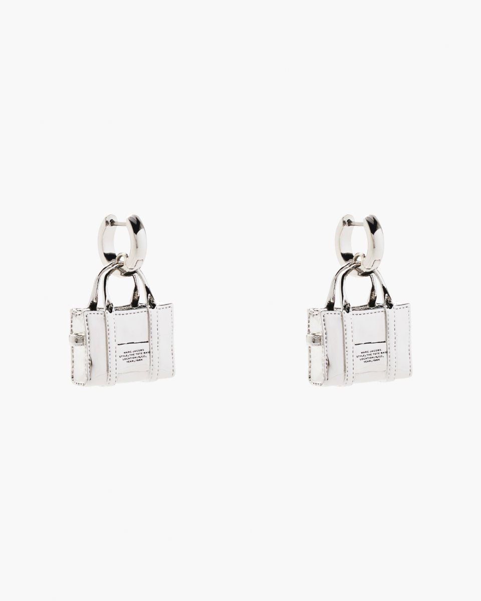 Light Silver Marc Jacobs The Tote Bag Earrings | 690348-MBG