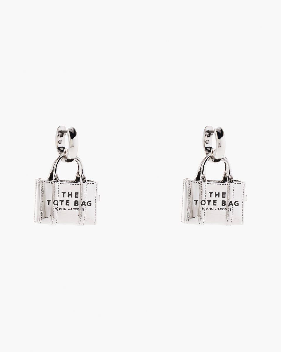 Light Silver Marc Jacobs The Tote Bag Earrings | 690348-MBG