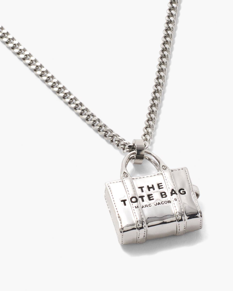 Light Silver Marc Jacobs The Tote Bag Necklace | 157684-TNO