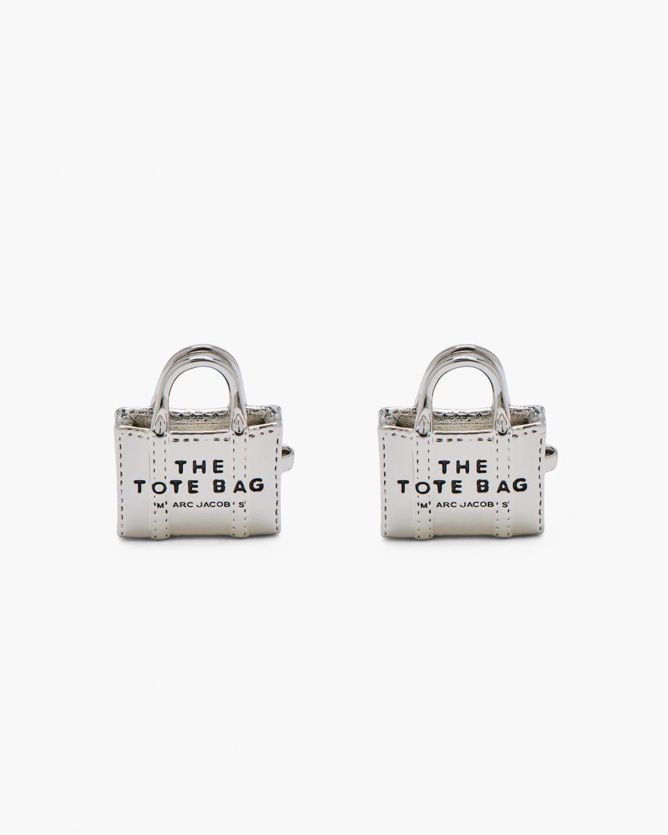 Light Silver Marc Jacobs The Tote Bag Stud Earrings | 024861-FKW