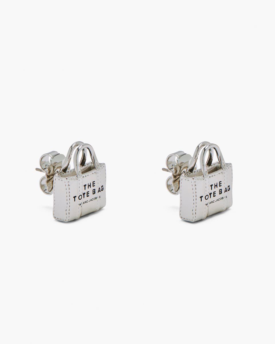 Light Silver Marc Jacobs The Tote Bag Stud Earrings | 024861-FKW