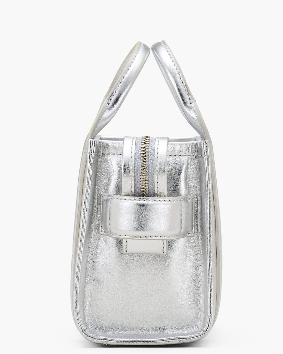 Metal Silver Marc Jacobs The Metallic Leather Crossbody Tote Bag | 389072-NHJ