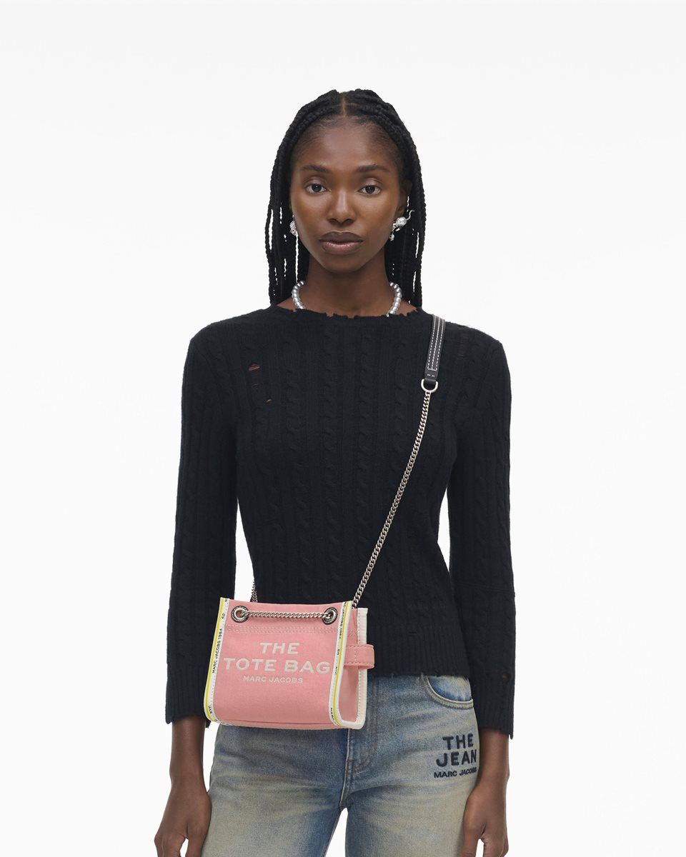 Pink Marc Jacobs The Denim Chain Crossbody Tote Bag | 182754-RJC