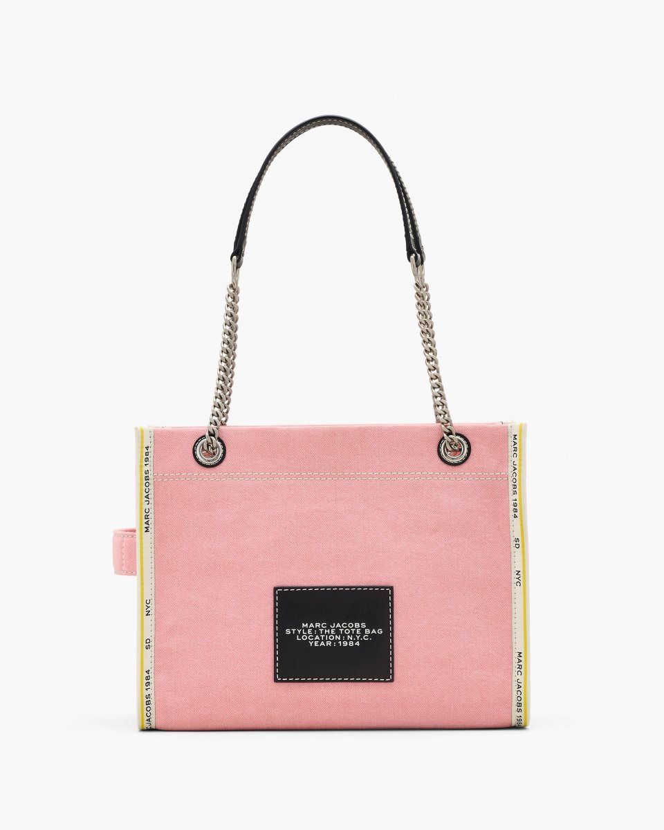 Pink Marc Jacobs The Denim Chain Medium Tote Bag | 438671-DWE