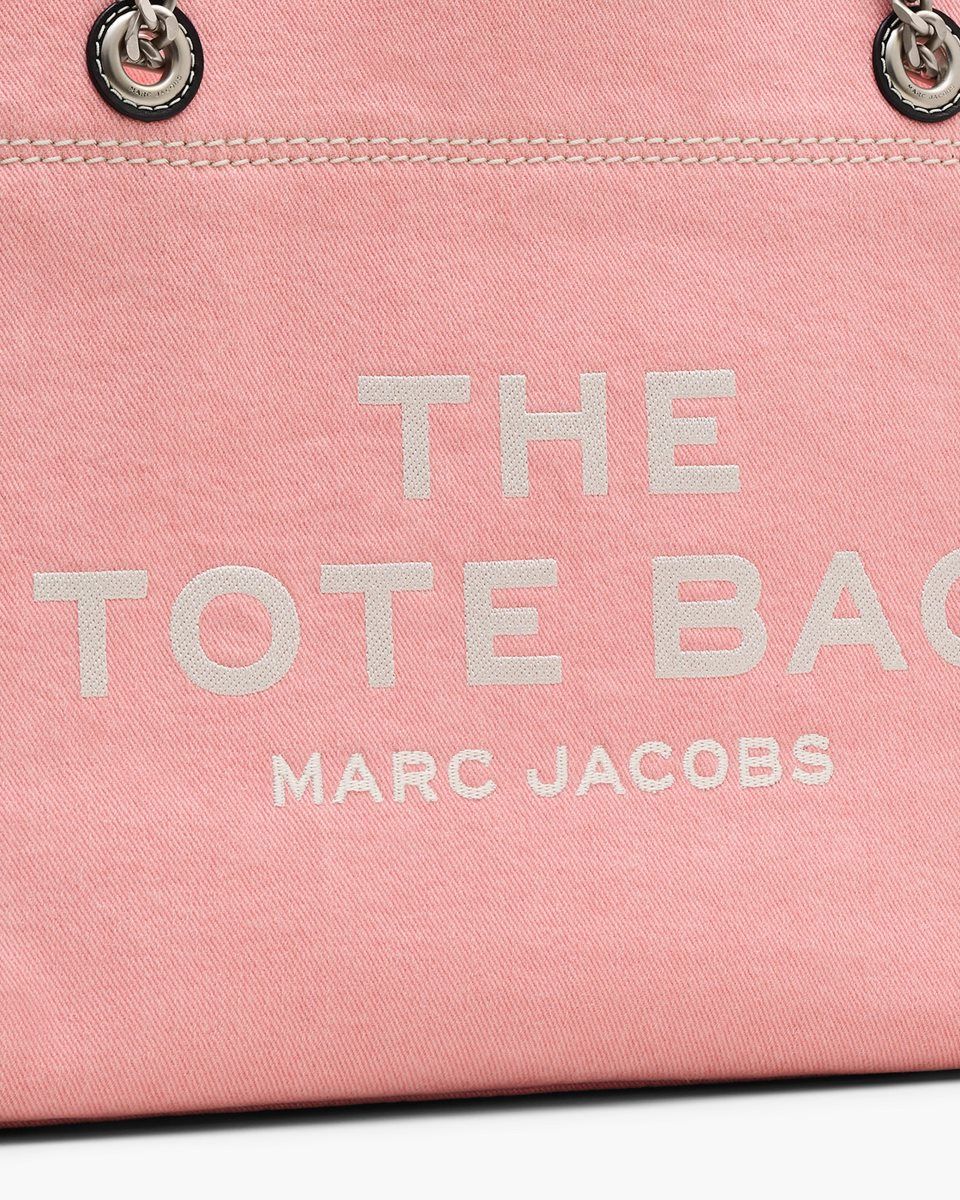 Pink Marc Jacobs The Denim Chain Medium Tote Bag | 438671-DWE