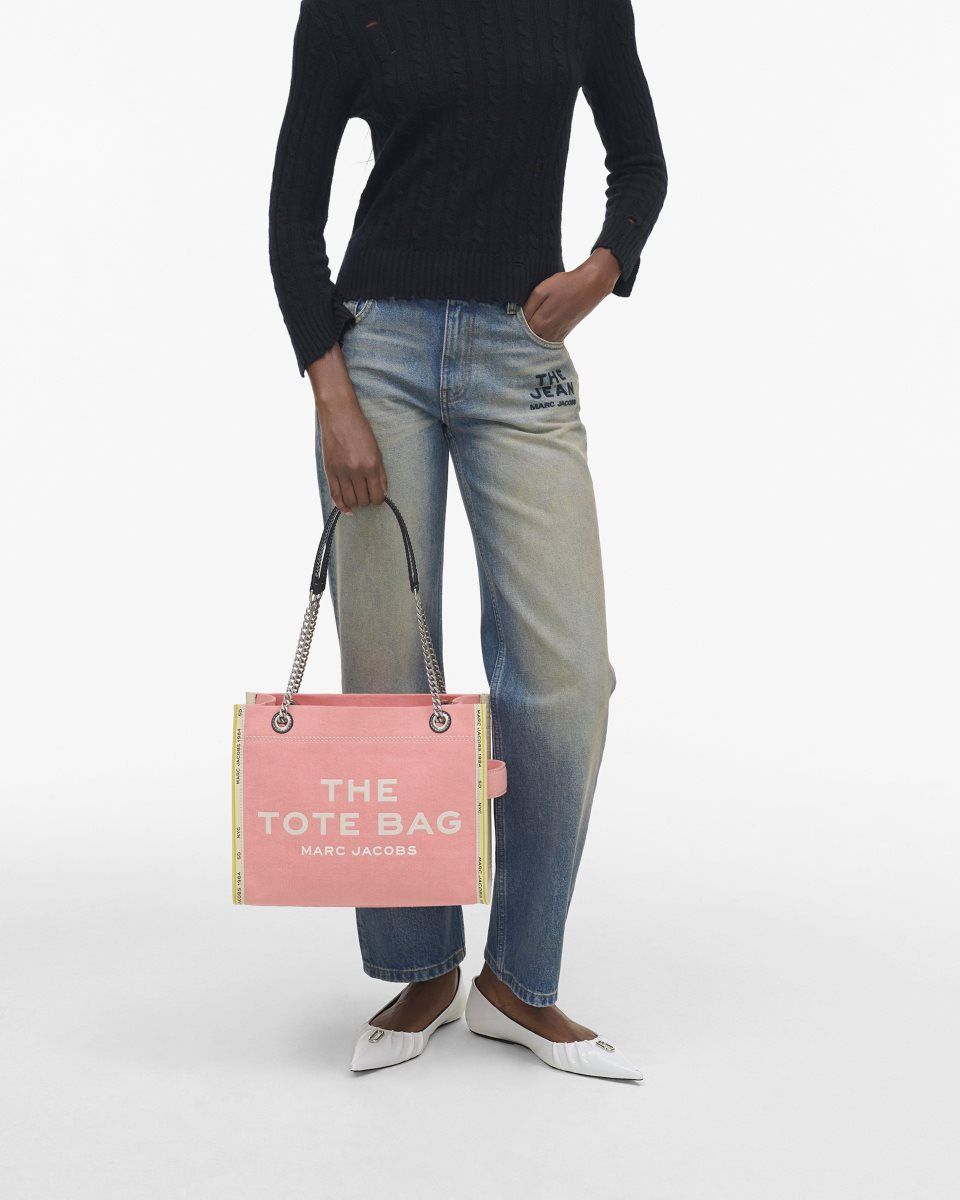 Pink Marc Jacobs The Denim Chain Medium Tote Bag | 438671-DWE