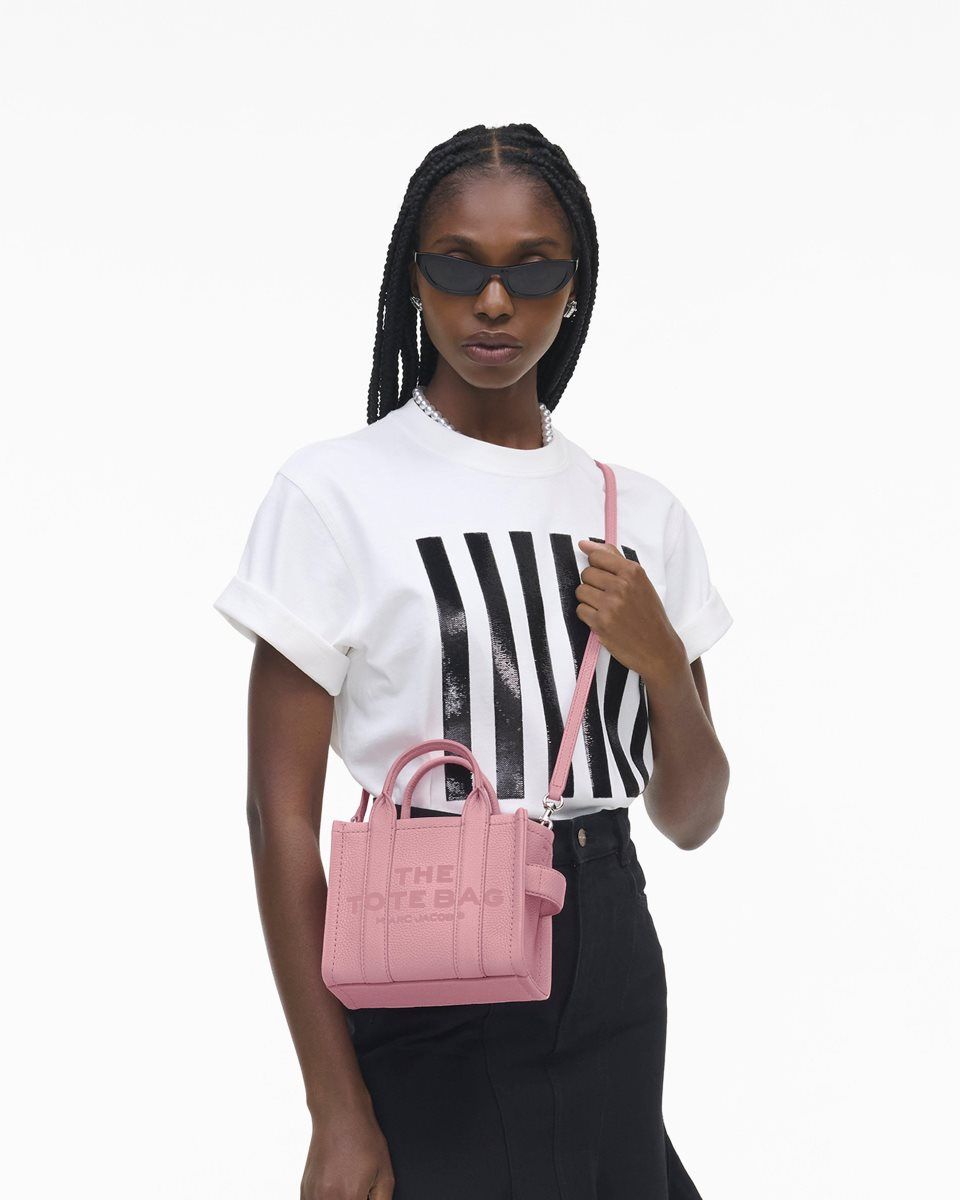 Pink Marc Jacobs The Leather Crossbody Tote Bag | 067853-PCB