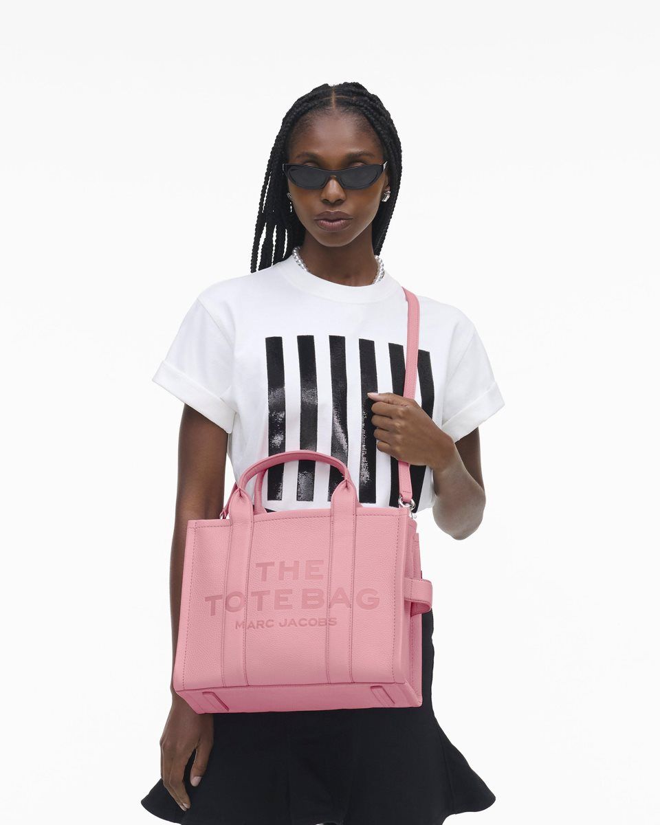 Pink Marc Jacobs The Leather Medium Tote Bag | 807415-JIR