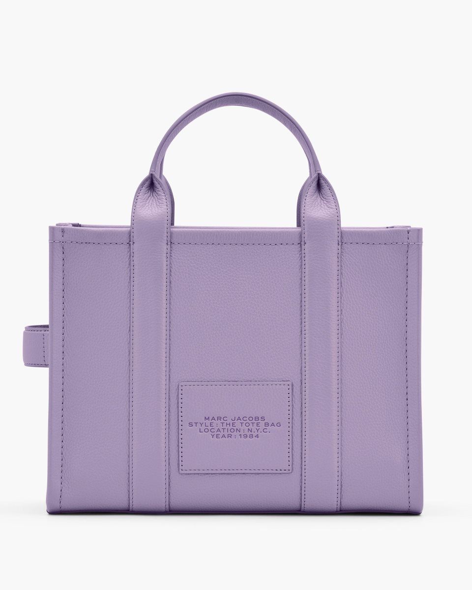 Purple Marc Jacobs The Leather Medium Tote Bag | 654273-EMP