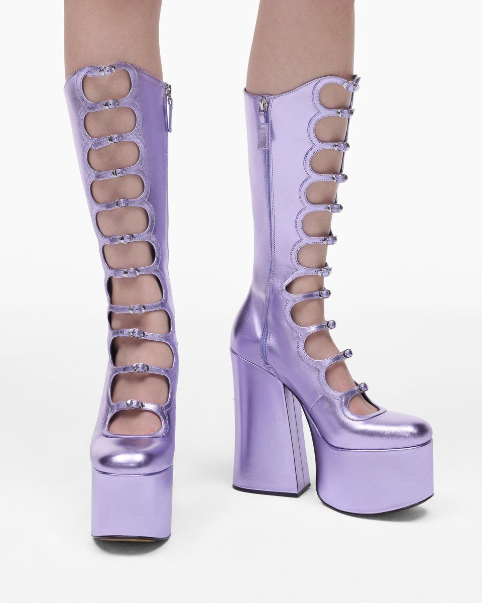 Purple Marc Jacobs The Metallic Kiki Knee High Boot | 062149-QGZ